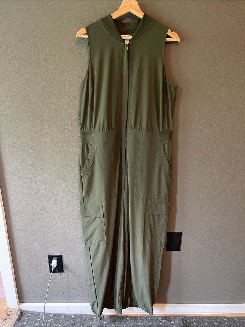 Athleta Olive Utility Cargo Jumpsuit - Picture 2 of 4